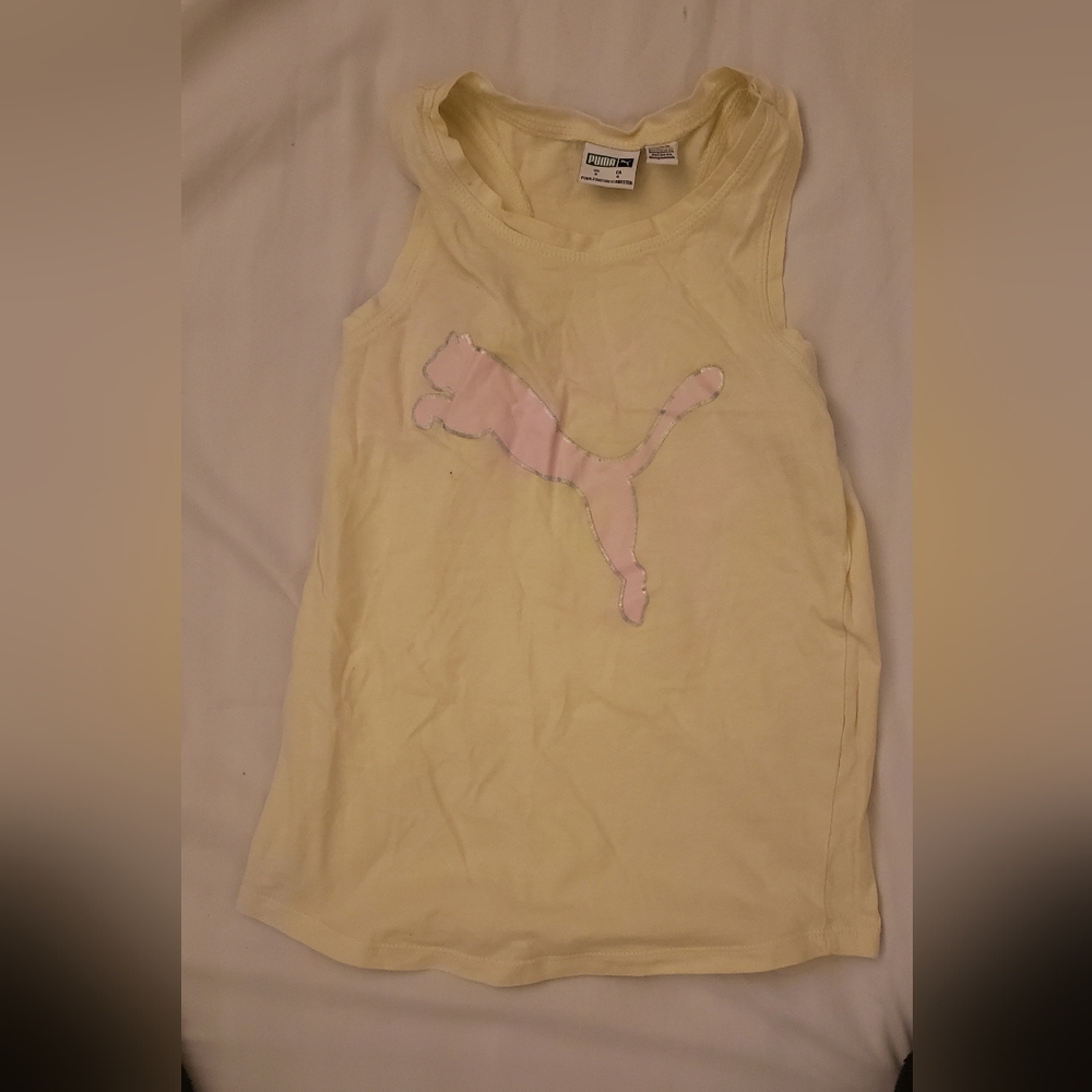 Puma Kids Light Yellow Tank with Soft Pink Logo